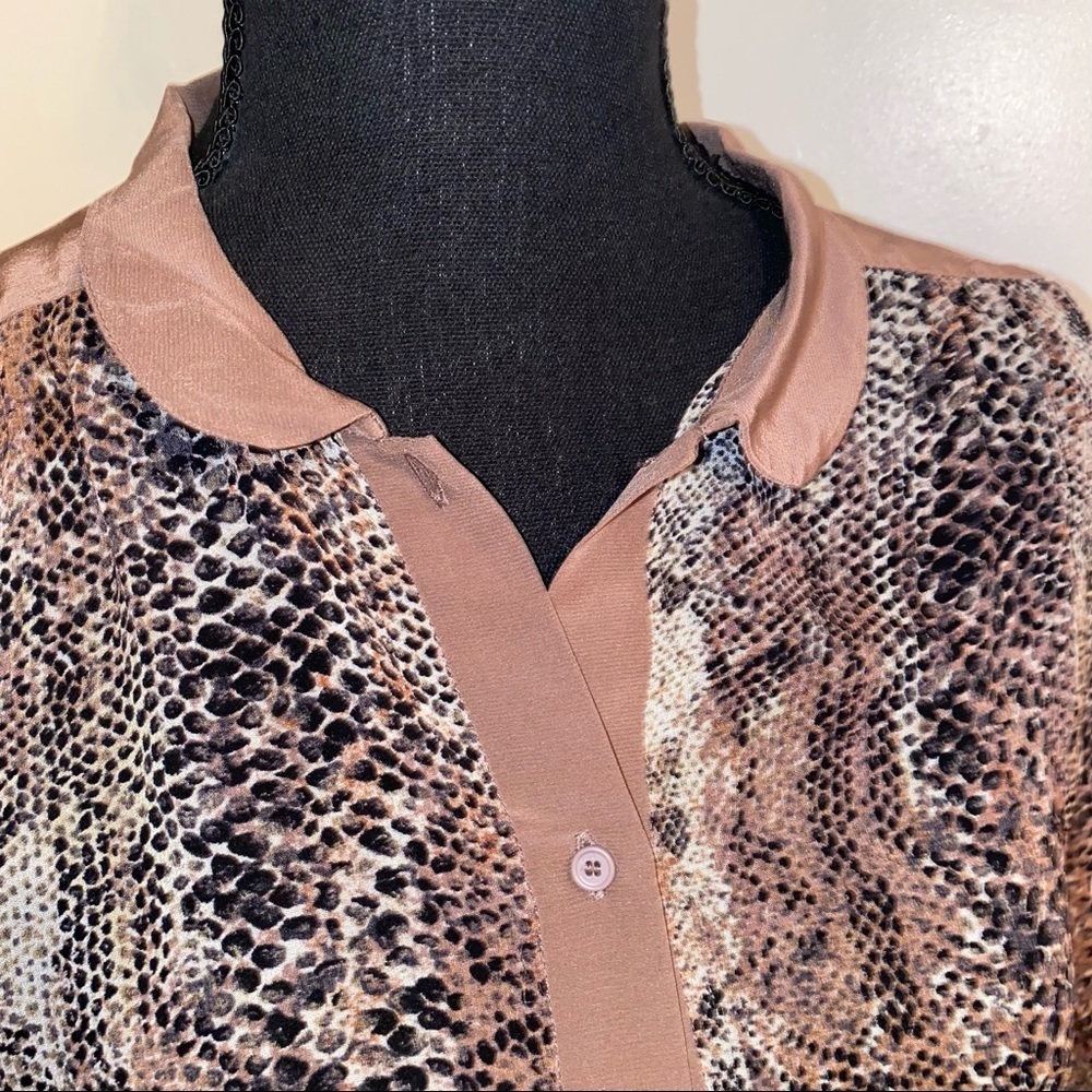 100% Silk Wilfred Mauve Snake Print Button Down B… - image 2